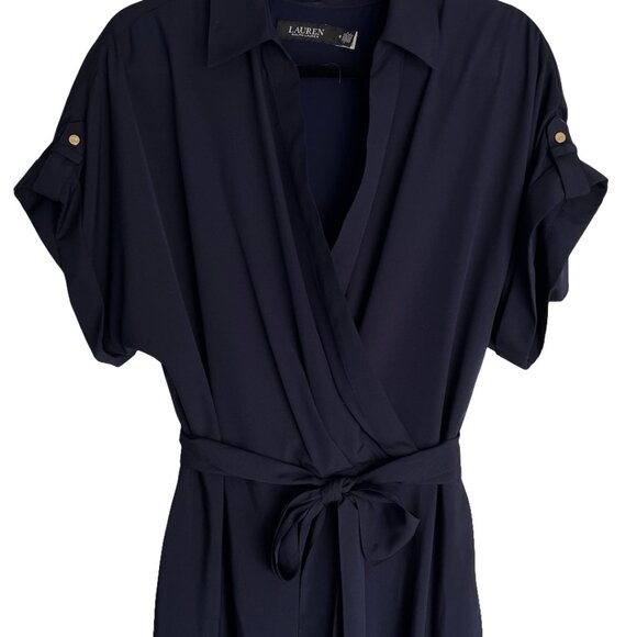 Navy Blue Belted Dress Size 16. Ralph Lauren. Women's A-line Classy Dress. - Picture 16 of 16